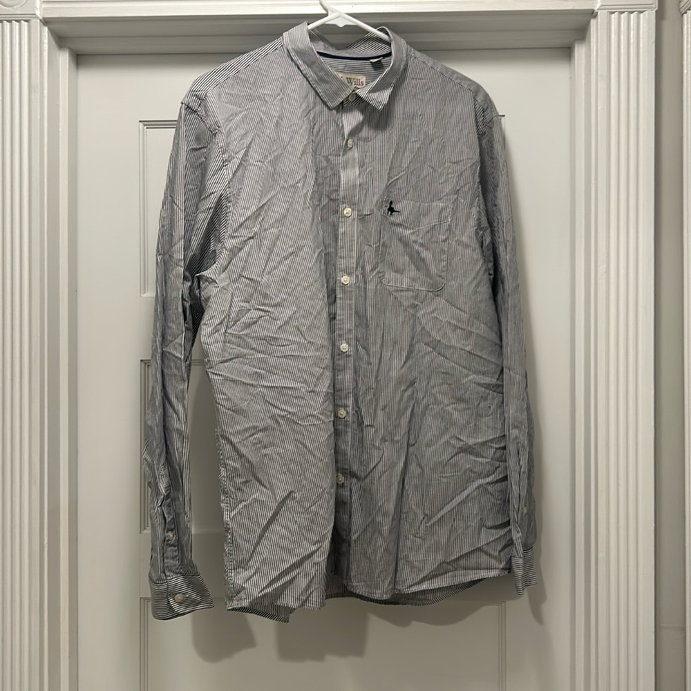 Jack Wills - Blue/White Stripped Button Down with Pocket, NWOT, XL